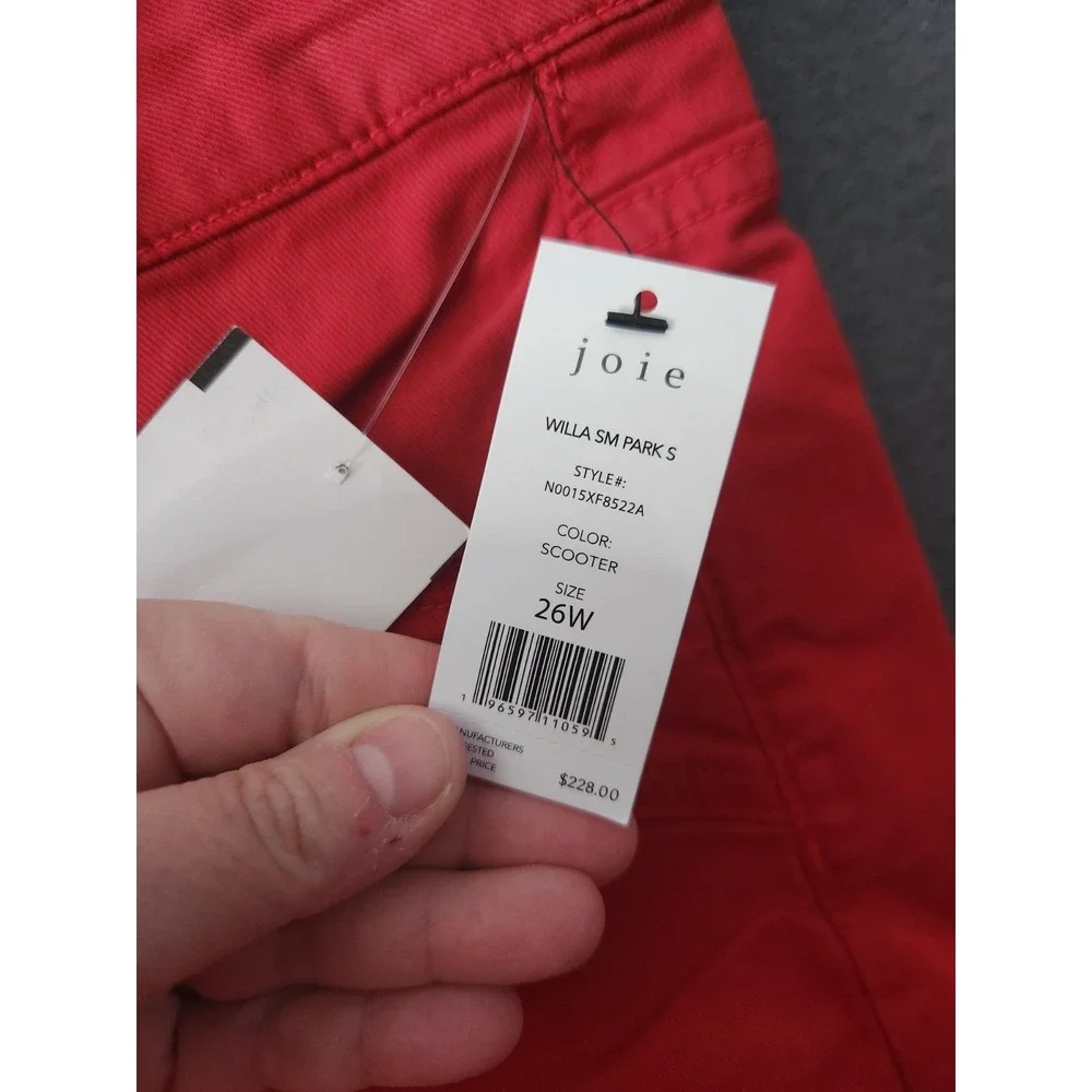 $228 Joie Women's Willa Skinny Leg Red Scooter Pants Sz 26W NWT High Rise Zipper